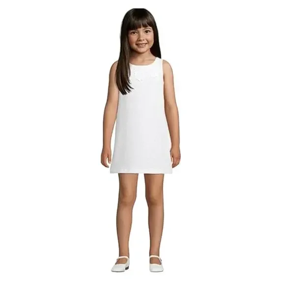 NWT Pappagallo Girls' Natural White Rosetta W/Floral Accent Shift Dress -M (7/8) - Picture 9 of 9